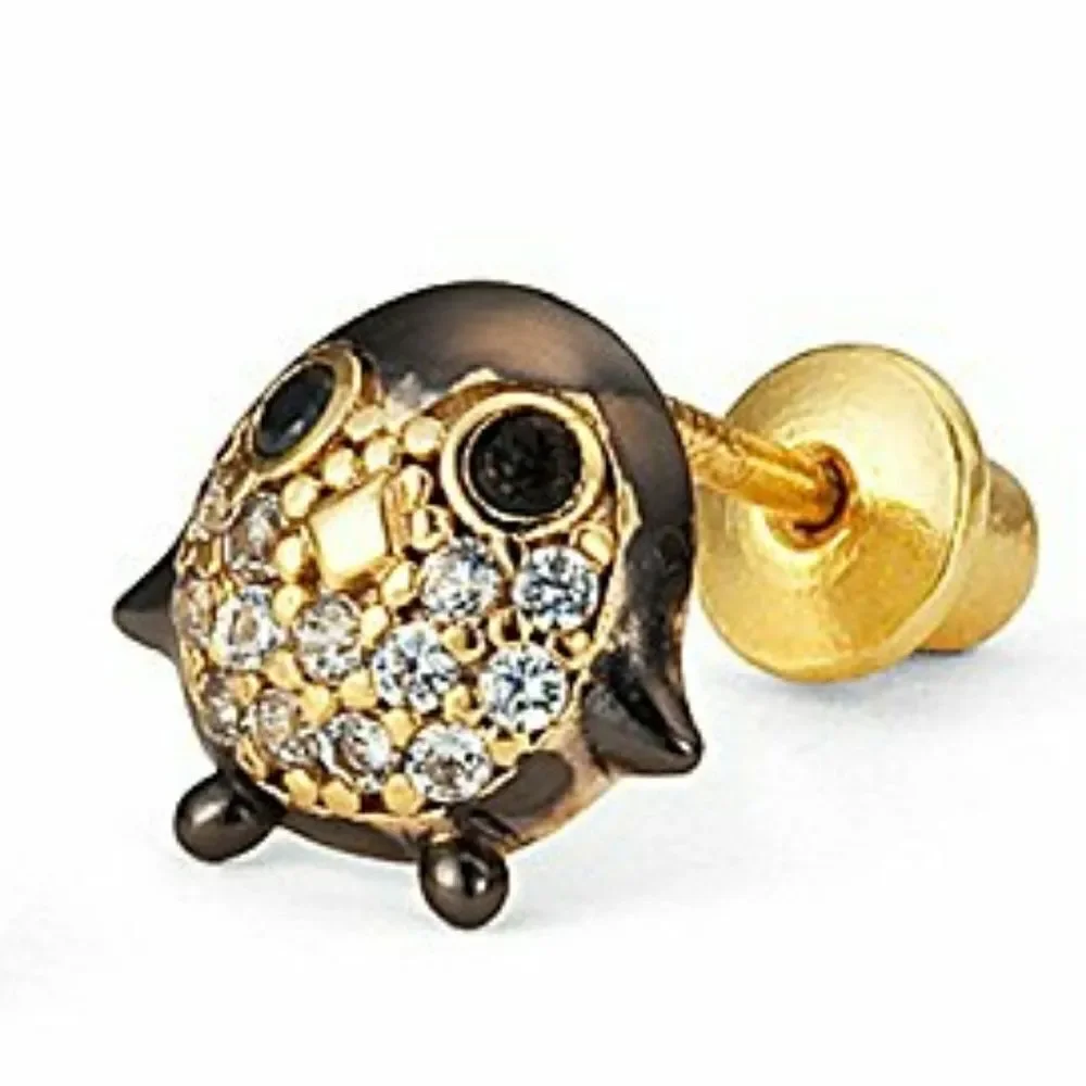 14k gold plated Penguin CZ Earrings!.